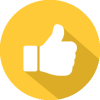 Thumbs up icon on gold background